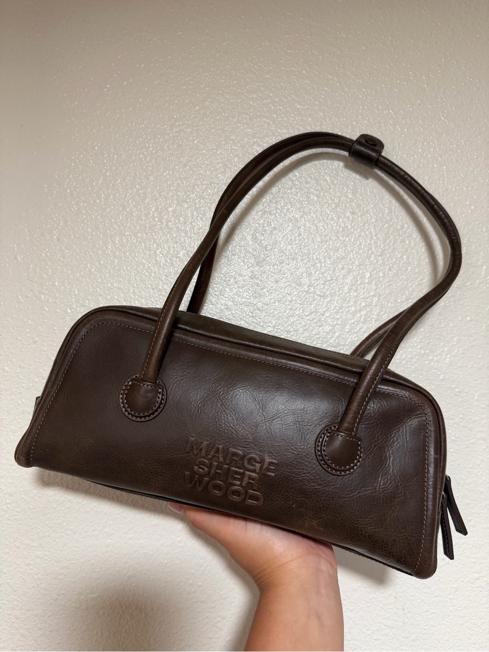 MARGESHERWOOD Brown Baguette Soft Leather Shoulder Bag